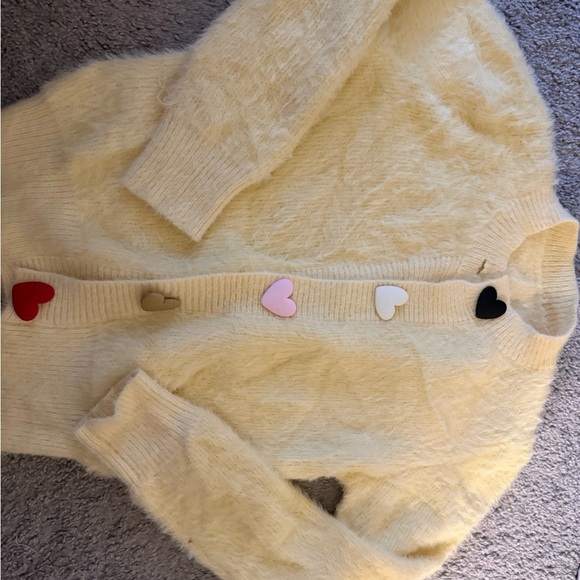 Cozy Cream Cardigan Sweater with Heart Accents - Picture 1 of 6